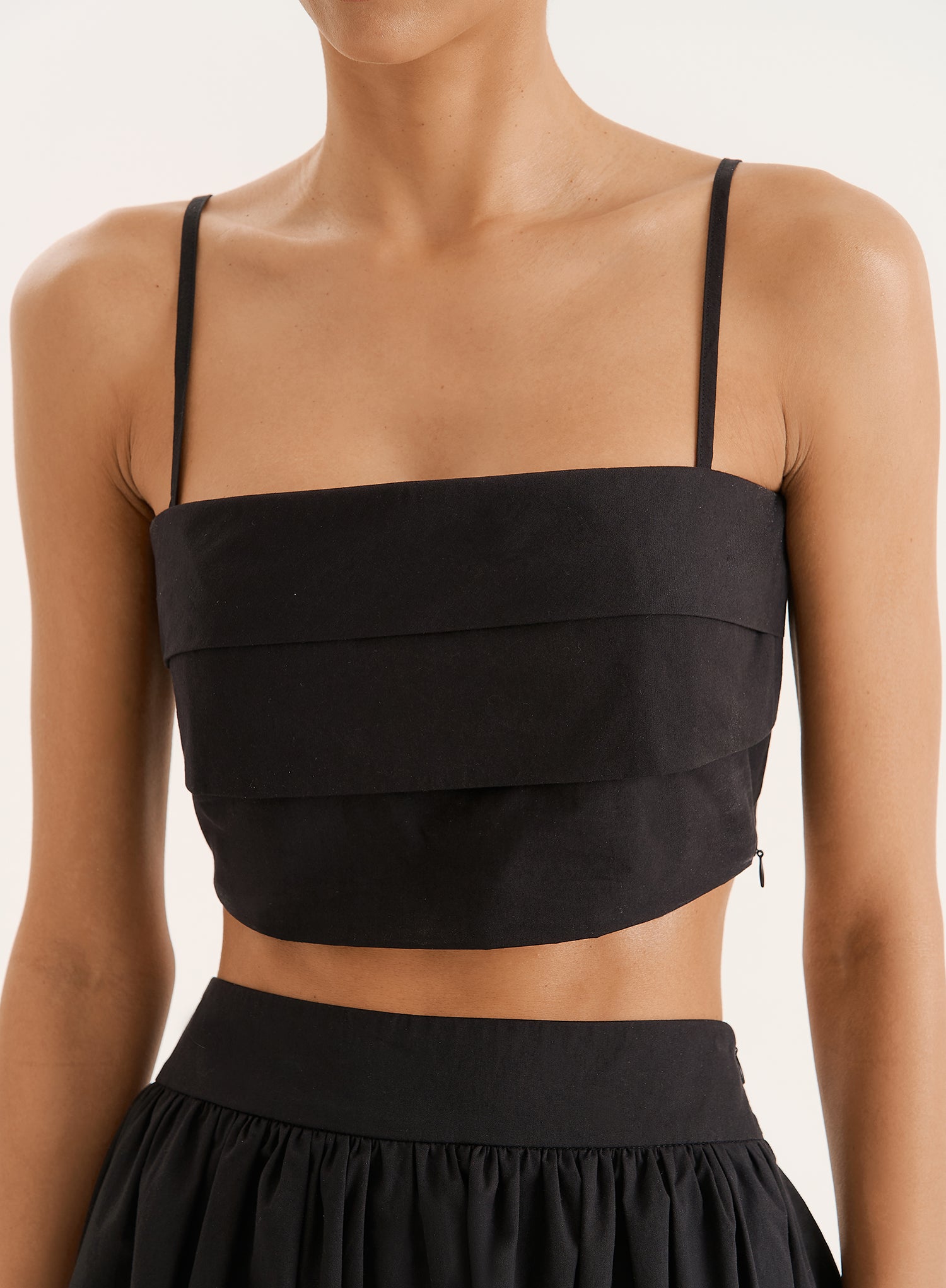 Black Cotton Cami Crop Top